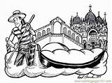 Italy Coloring Pages Gondola Venice Printable Color Getcolorings Clipartmag Drawing sketch template