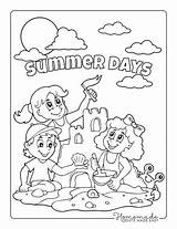 Coloring Summer Pages Kids Easy Beach Children Adults sketch template