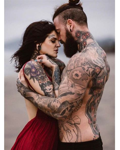 beautiful tattooed couple credit heidilavon best couple tattoos