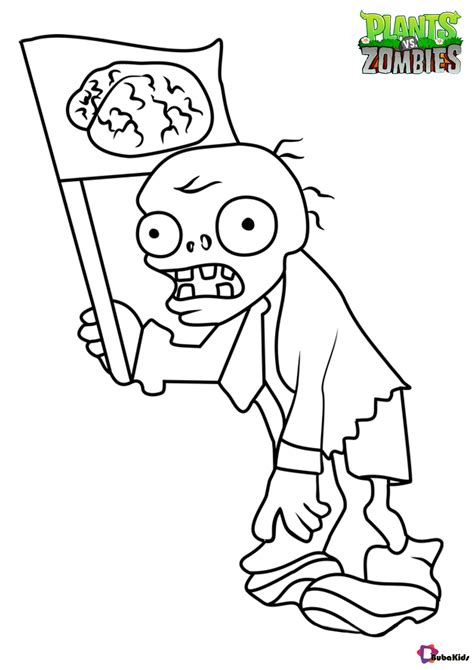 plants  zombies flag zombie coloring page collection  cartoon