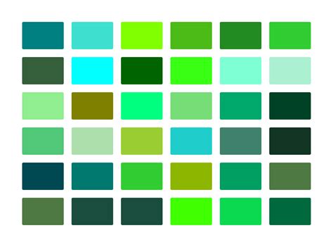 colour chart green shades image