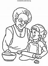 Coloring Pages Grandma Granddaughter Nonna Disegno Nipote Colorare Nonni Dei Festa Cucina Template sketch template
