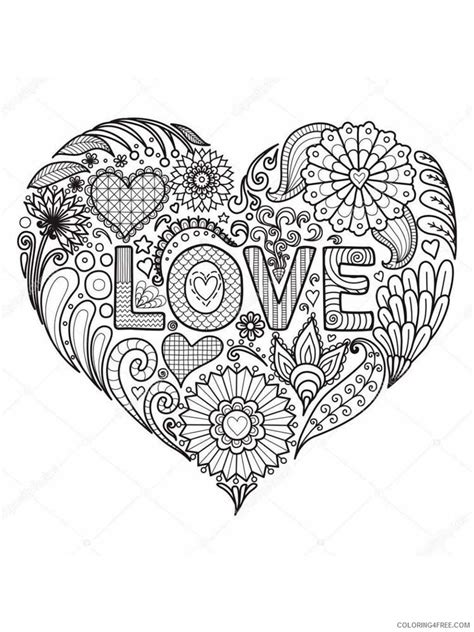 heart coloring pages  adults printable paint color exterior
