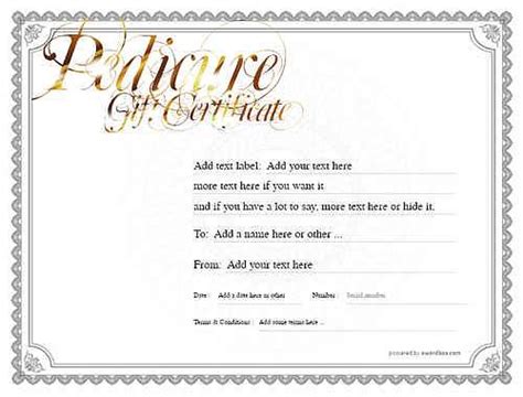 pedicure gift certificate templates printable