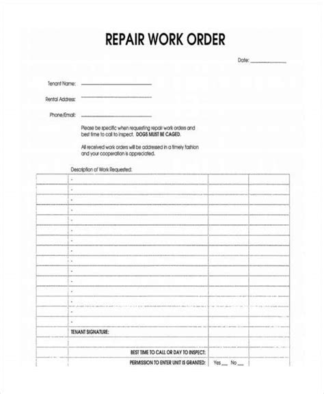 Explore Our Example Of Garage Work Order Template For Free Invoice