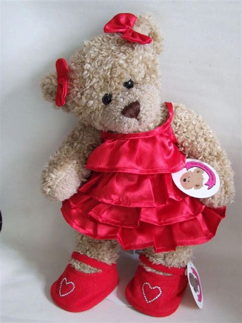 Image Detail For Teddy Bear Clothes Red Frilly Satin Dress With 2 Bows