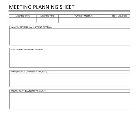 meeting planning sheet