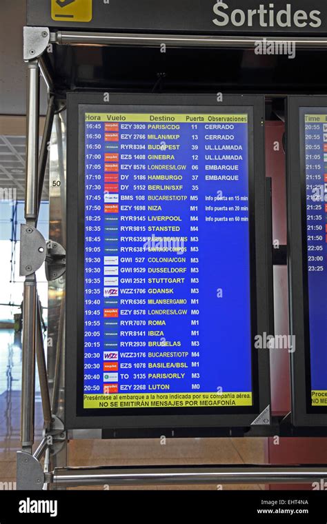 departures board  barcelona el prat airport stock photo alamy