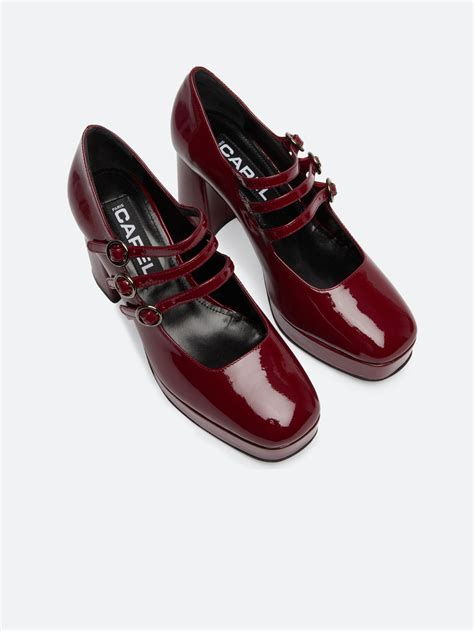 pigalle burgundy patent leather platform mary janes carel paris shoes