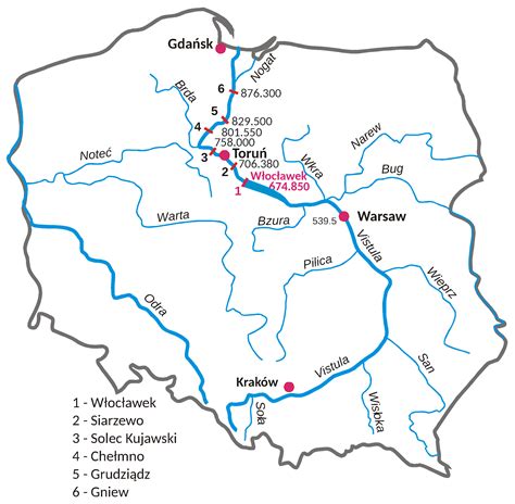 physical map  vistula river