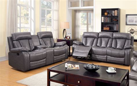 gray leather living room set