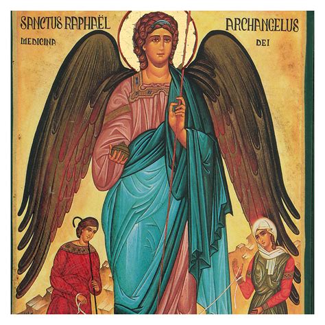 greek serigraph icon  st raphael  archangel  cm