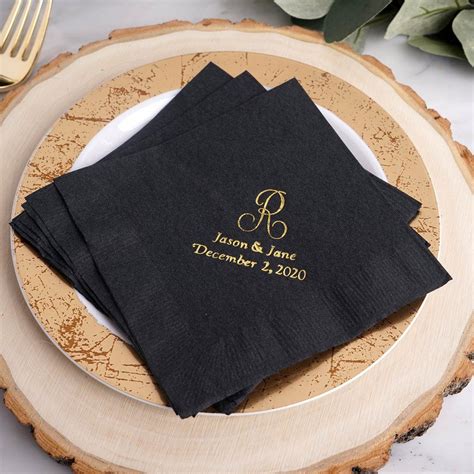 pack personalized monogram paper cocktail napkins custom wedding