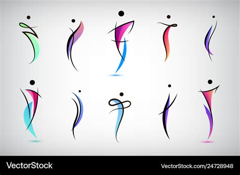 set human body logos people shapes linear vector image