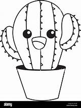 Kawaii Kaktus Cactus Linie Pflanze Niedlich Zart Cart sketch template