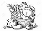Vegetables Clipart Basket Vegetable Drawing Line Fruits Vector Illustration Stylized Drawings Cabbage Sketches Fruit Stock Clipartmag Coloring Shutterstock Clipground Food sketch template