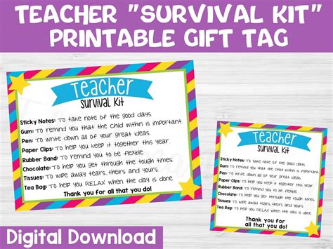 printable teacher survival kit