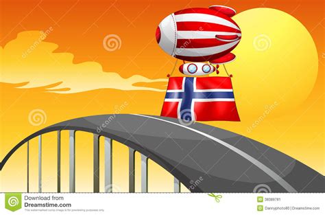 floating balloon   flag  norway stock vector illustration  cartoon road