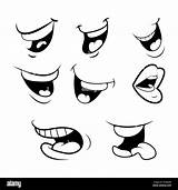 Mouth Cartoon Emotions Simple Outline Smile Background Isolated Tongue Teeth Expressive Alamy Flat Set sketch template