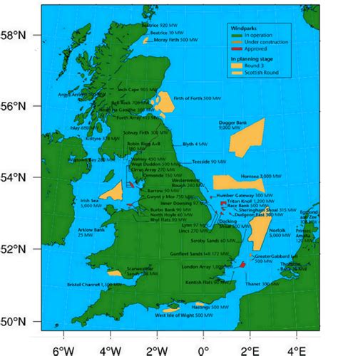 locations  constructed  planned offshore wind farms   uk  scientific