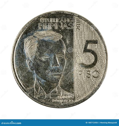 philippine peso coin  reverse isolated  white background stock photo image  concepts