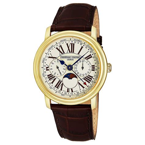 Frederique Constant Multi Function Moon Phase Brown Leather Men S Watch