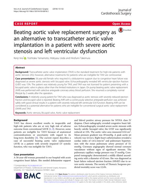 Pdf Beating Aortic Valve Replacement Surgery As An