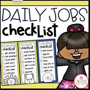 daily jobs checklist   jones creation station tpt