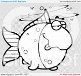 Drunk Goldfish Outlined Coloring Clipart Vector Cartoon Cory Thoman sketch template