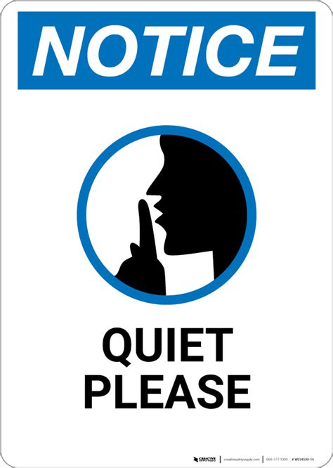 notice quiet   finger  lips graphic wall sign creative