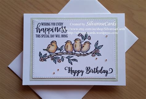 happy birthday    bird handmade card etsy cards happy