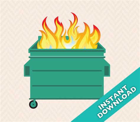 dumpster fire vector illustration instant  etsy
