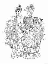 Coloring Pages Fashion Book Sheets Colouring Creative Haven Nouveau Books Downton Abbey Historical Fashions Animal Dover sketch template