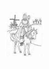 Nikolaus Pferd Sankt Dibujo Nicola Samichlaus Sint Cheval Cavallo Kleurplaat Colorat Caballo Seinem Paard Malvorlage Nicolae Planse Kleurplaten Sinterklaas Mos sketch template
