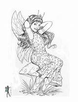Coloring Pages Fairy Adults Fantasy Enchanted Mermaid Printable Amy Nene Brown Designs Various Adult Thomas Fairies Artists Woodland Print Realistic sketch template