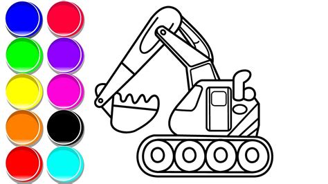 draw  excavator  kids excavator truck coloring  kids