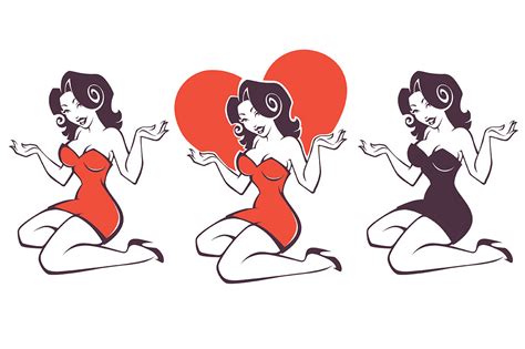 Pinup Lady In Red Dress By Tachyglossus