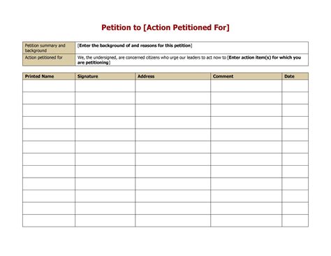 printable blank petition form printable form templates  letter