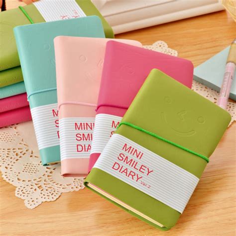 mini cute diary school notebook paper  sheets leather note book notepad office school