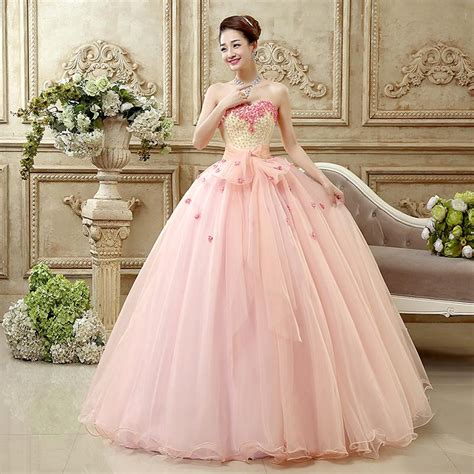 nude pink prom evening dress with pearls 2015 floor length