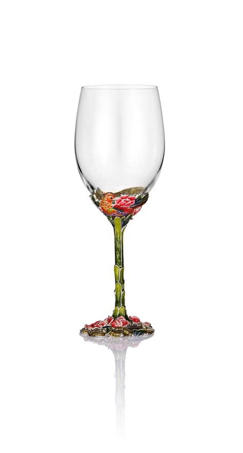Colored Enamel Crystal Goblet Red Wine Glass 2 Pieces