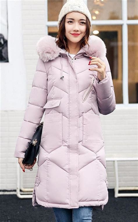 womens coat hooded fur collar thicken warm long  size outwear  winter winter coats women