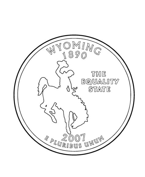 usa printables wyoming state quarter  states coloring pages