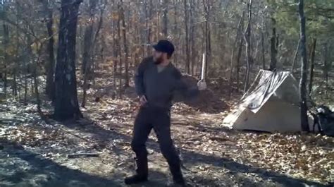 video  survivalist shows      skilled   art  throwing stick
