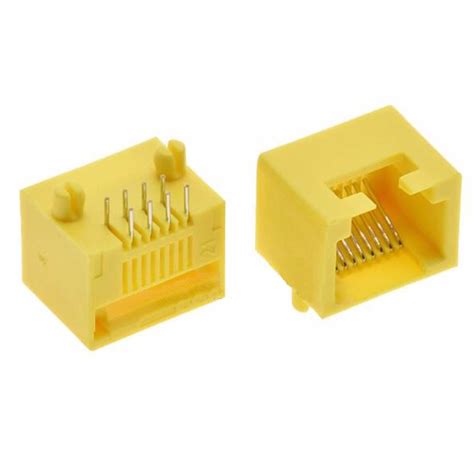 pcs rj pc network port socket pc female pcb mount modular yellow rj interface  plug