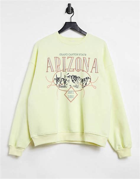 bershka oversized arizona sweatshirt  lemon yellow asos