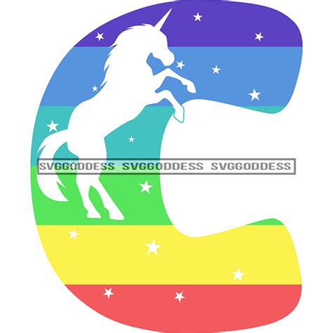unicorn letter  symbol fantasy horse fairy pony stars magical etsy