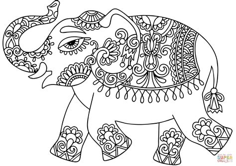 elephant  indian pattern coloring page  printable coloring pages