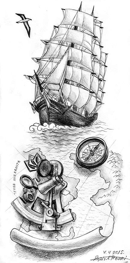a clipper with old map with a sextant tattoo ideas pinterest tattoo