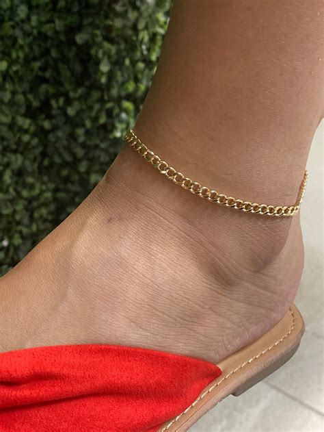 18k Gf Gold Dainty Chunky Anklets For Womengold Filled Anklet Etsy
